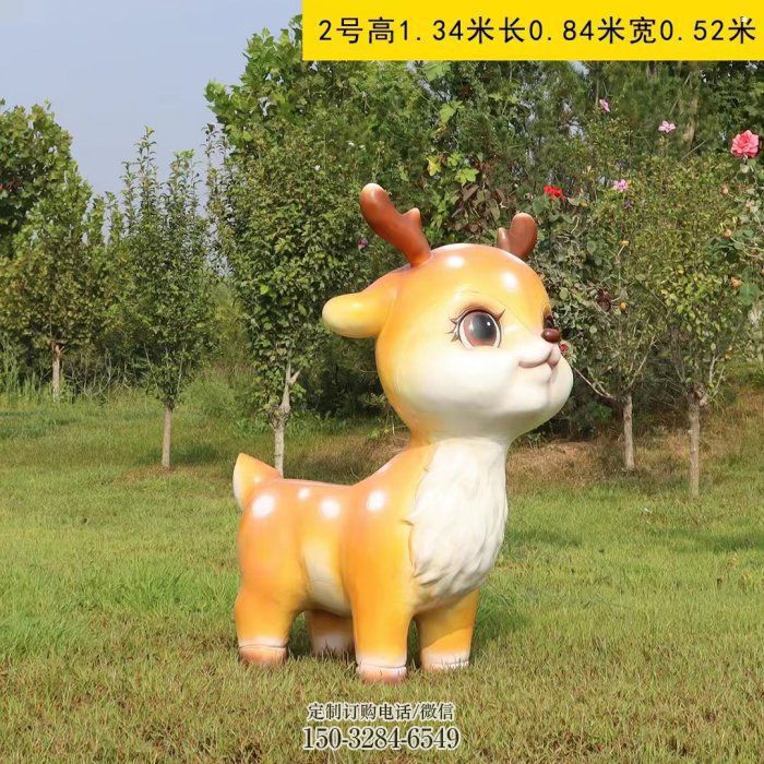 小鹿雕塑定价，彩绘工艺，卡通小鹿雕塑制作