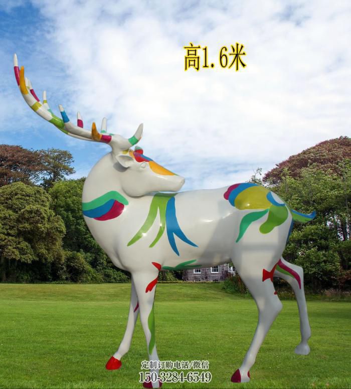 广场小鹿雕塑,彩绘工艺,彩绘动物雕塑 广场小鹿雕塑,彩绘工艺,彩绘动物雕塑