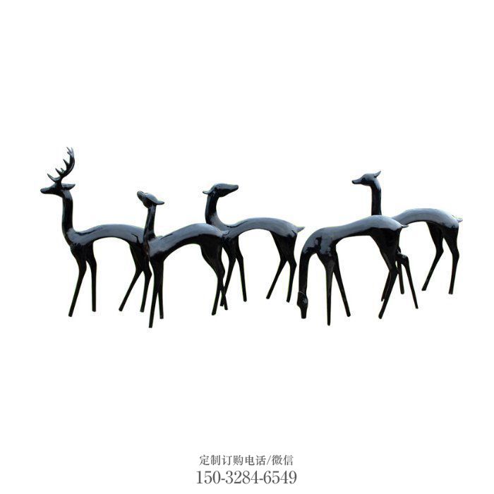 小鹿雕塑展品，公园小品，景观抽象铜鹿雕塑生产商
